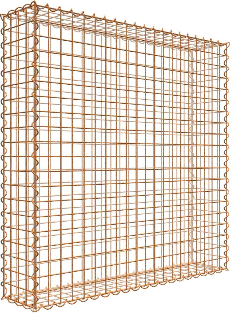 Rostige Gabione 100 cm x 100 cm x 20 cm (L x H x T), Maschenweite 5 cm x 5 cm, Spirale