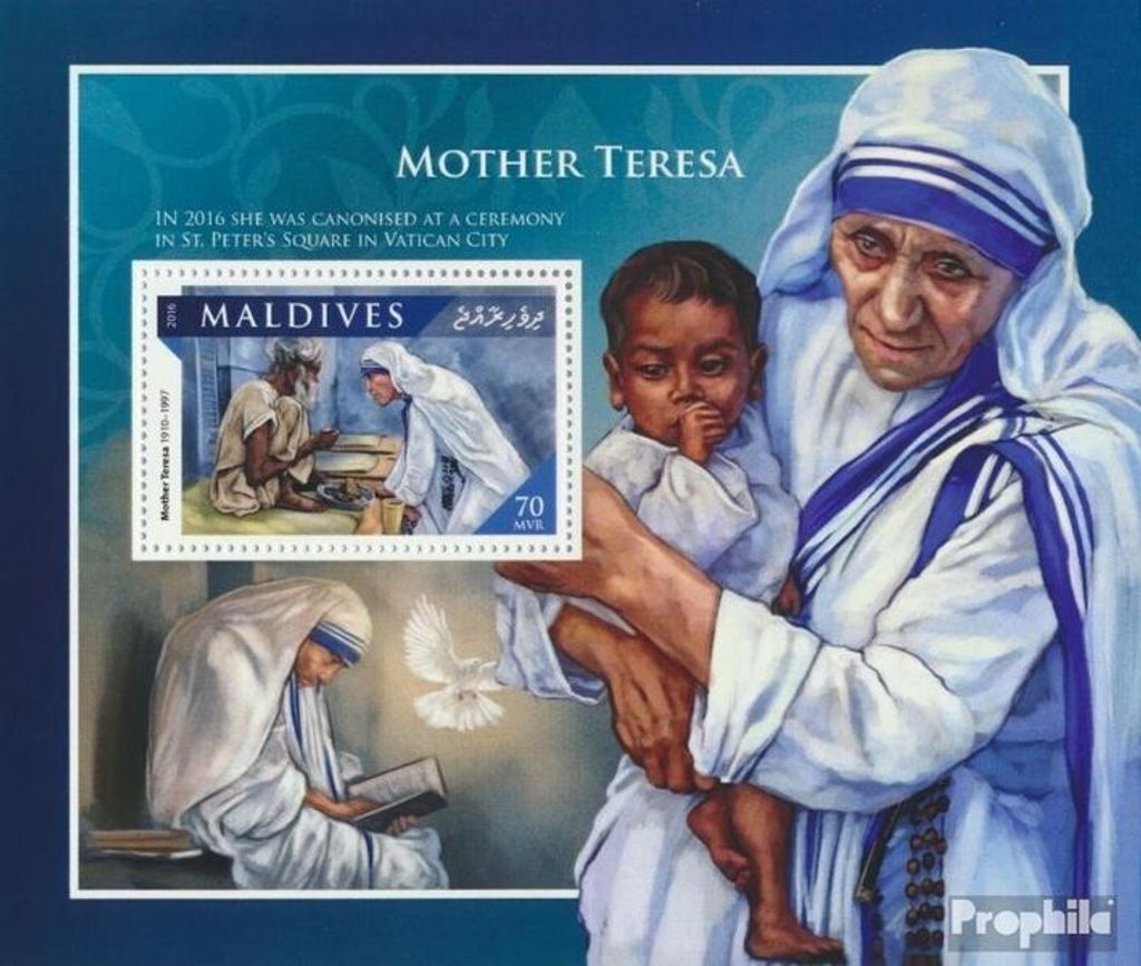 Briefmarken Malediven 2016 Mi Block 1014 (kompl. Ausg.) postfrisch Mutter Teresa