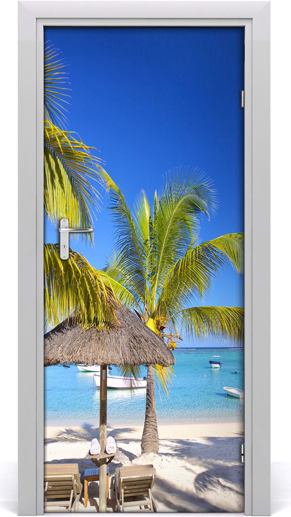 Tulup Türaufkleber 85x205 cm Dekorative Aufkleber Selbstklebend Wasserdichte Tapete Abnehmbar Schlafzimmer Wohnzimmer Wohnkultur - tropischer Strand