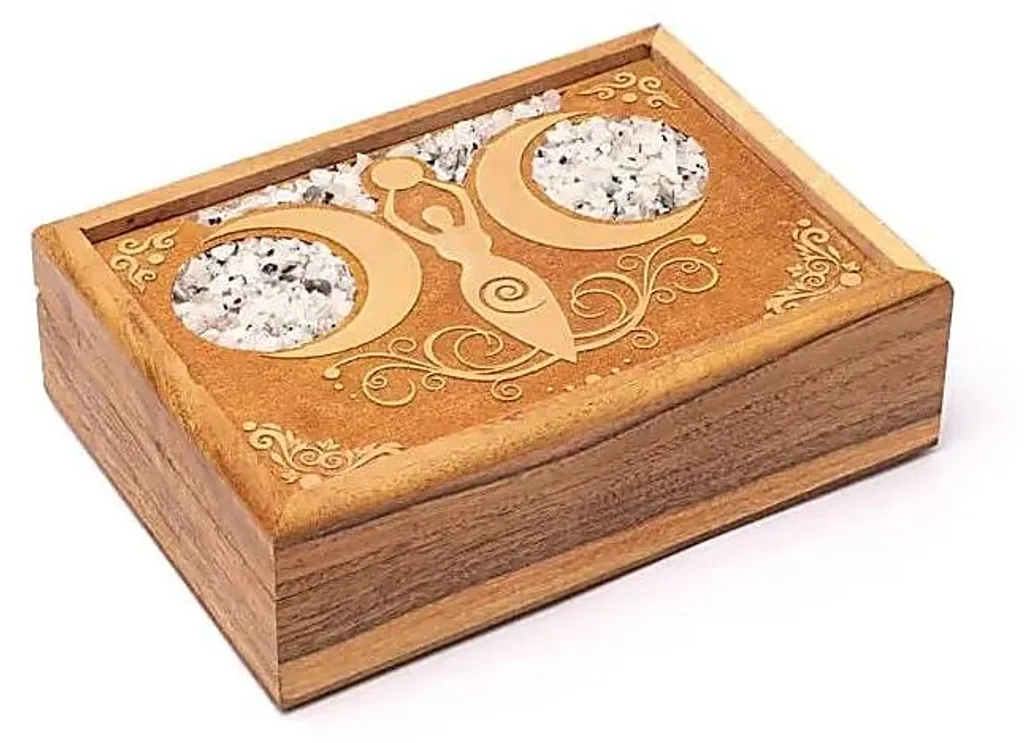 Coffret Tarot et Bijoux Déesse de la Lune en Pierre de Lune - 18x13cm