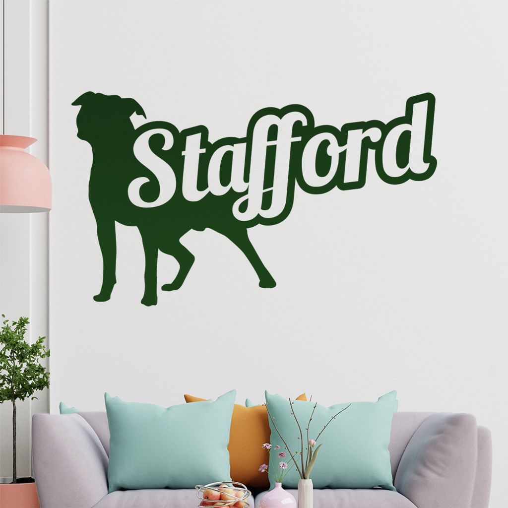 KIWISTAR Stafford mit Name Silhouette Schrift Wandtattoo in 6 Größen - Wandaufkleber Wall Sticker - Dekoration, Küche, Wohnzimmer, Schlafzimmer,...