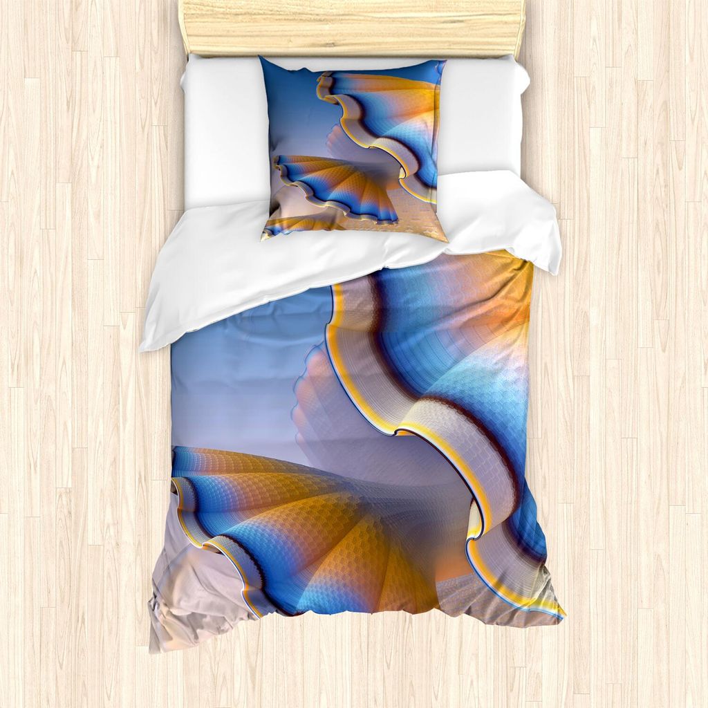 ABAKUHAUS Fractal Bettbezug Set, Trippy fantastische Steigungs-Oberteil-Zahlen in Digital-strukturiertem Ton-Sciencefiction-Design, 135 x 200 cm + ...