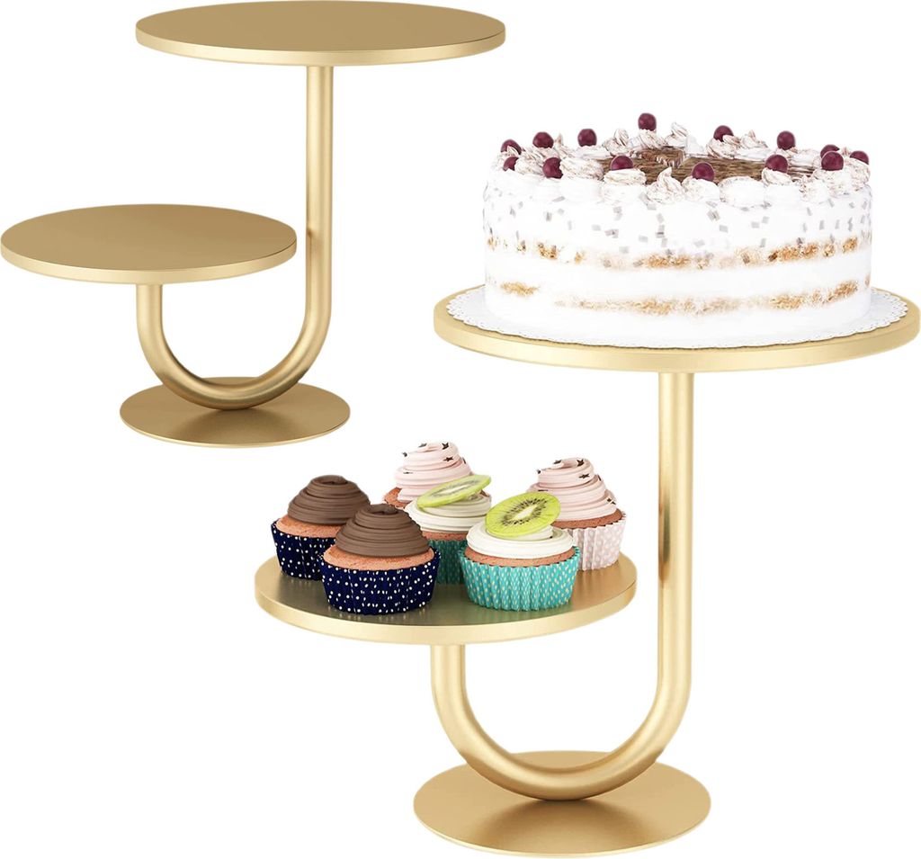 Tortenständer, 2-stöckig, rostfrei, korrosionsbeständig, einfache Installation, Cupcake-Dessert-Präsentationsständer mit rundem Serviertablett...