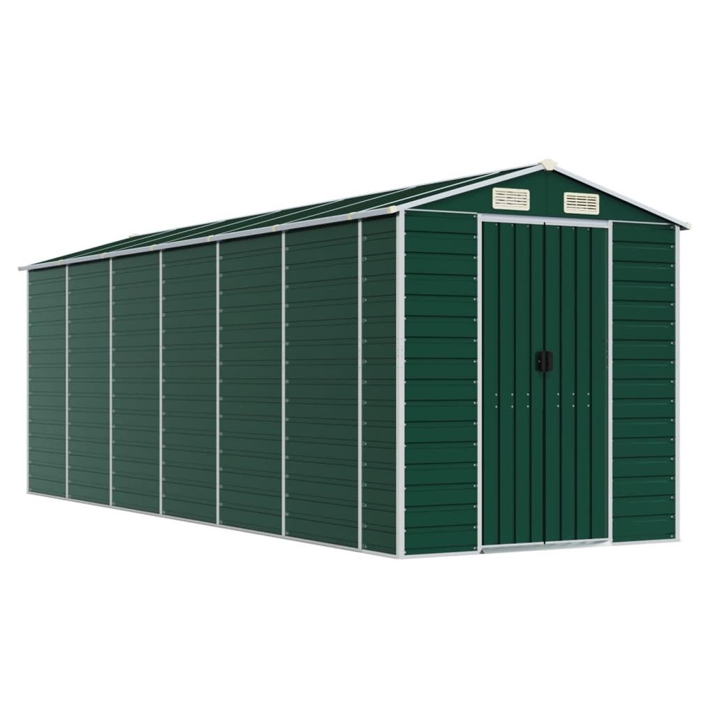 Abri de jardin vert 191x555x198 cm acier galvanisé Image du produit 