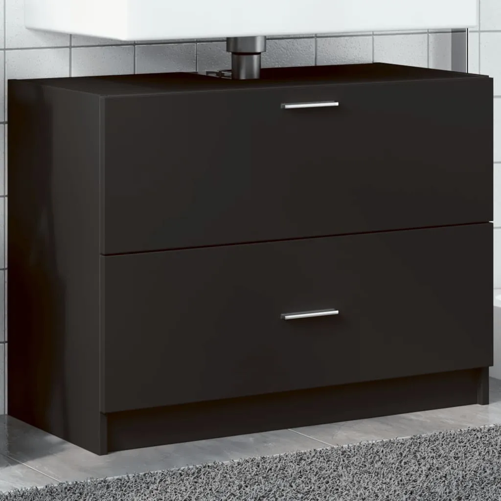 Maison Exclusive - Mobile lavabo nero 78x37x59 cm Materiale ligneo