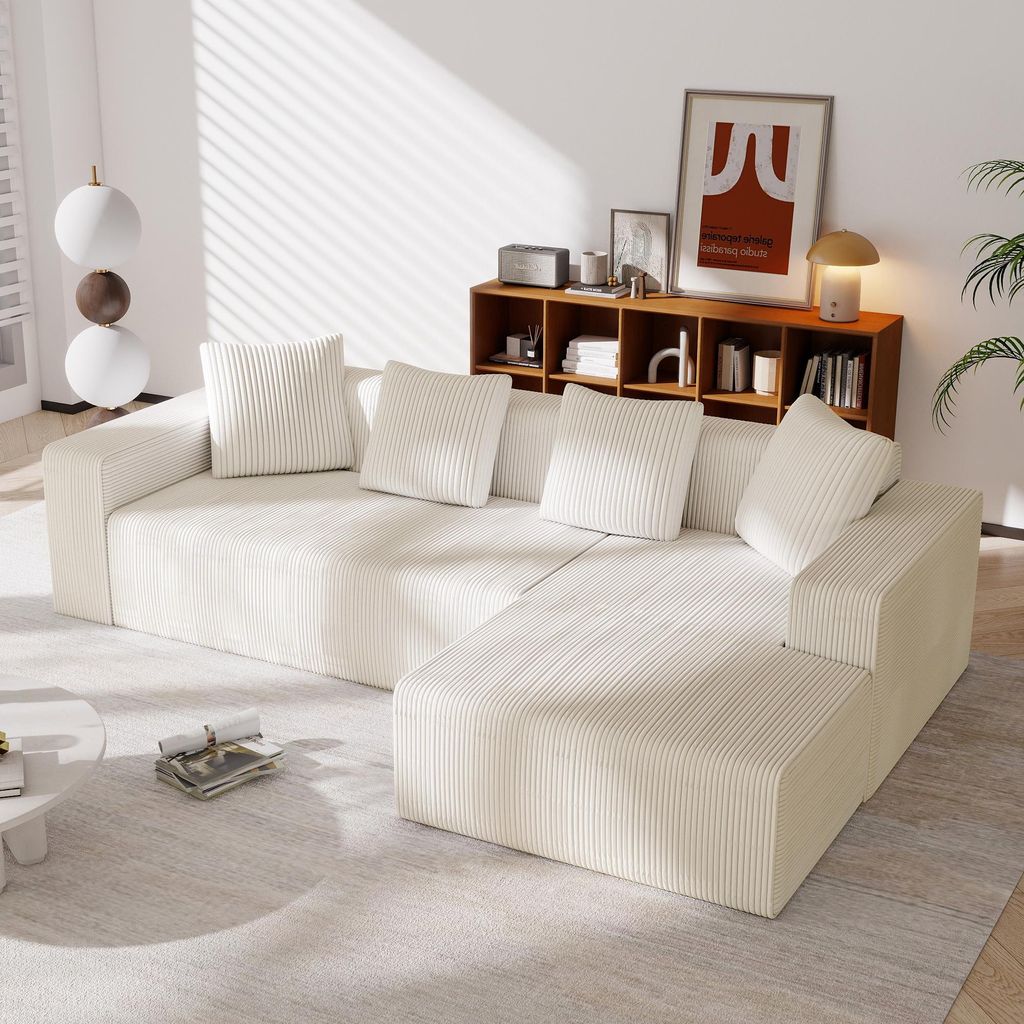 Vollkomprimiertes knochenloses Sofa,Cloud-Kombinationssofa mit L-Liegestühlen, modernes modulares Sofa mit tiefen Sitzplätzen, gepolstertes Sofa ...