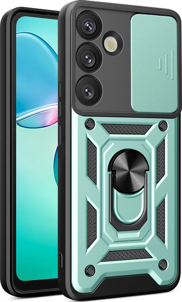 Custodia Samsung S25 FE Verde: Bumper TPU con Anello e Protezione Lenti