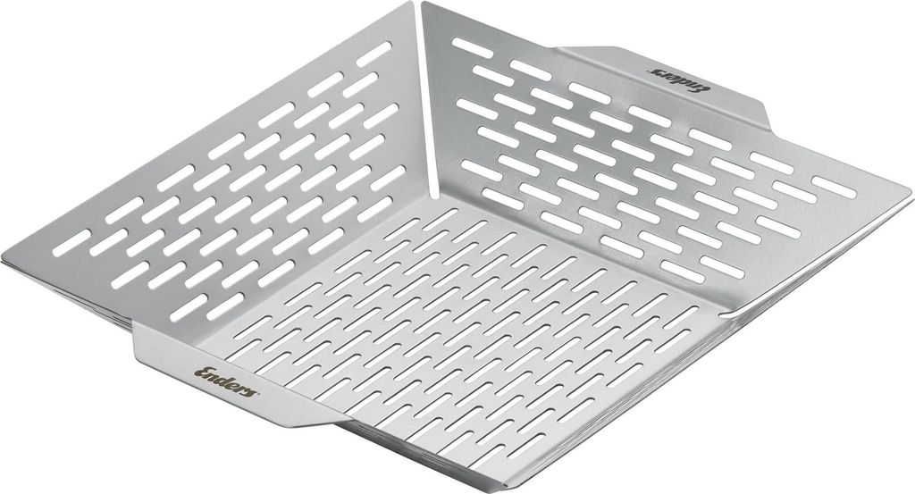 Enders Grillkorb L, aus Edelstahl, für kleines Grillgut wie Gemüse, Grillschale, Grillzubehör, B 34,5 x T 30 x H 6 cm #8822