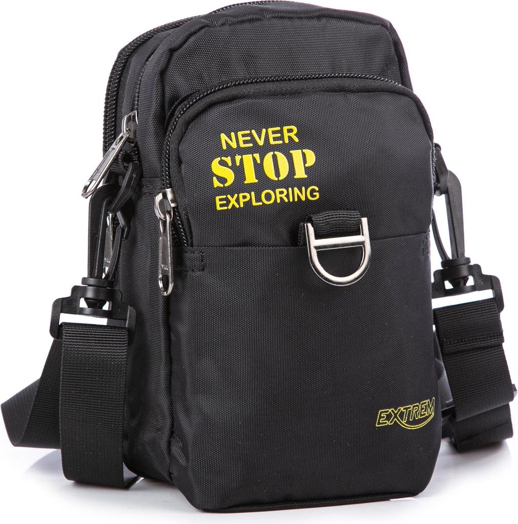 Bag Street Klein Leicht Herren-Umhängetasche mit Schultergurt und Gürtelbefestigung Schwarz