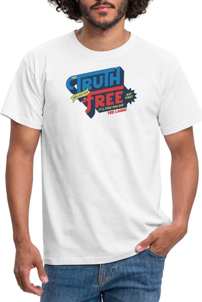 Spreadshirt Ted Lasso Zitat The Truth Will Set You Free Männer T-Shirt, 3XL, Weiß
