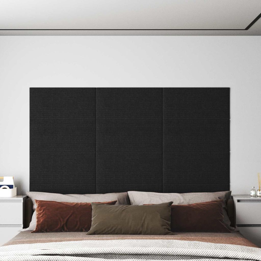 "Schlussverkauf" Wandkopfteilen 12 pcs - Schwarz 60x30 cm Stoff - Kopfteile C247