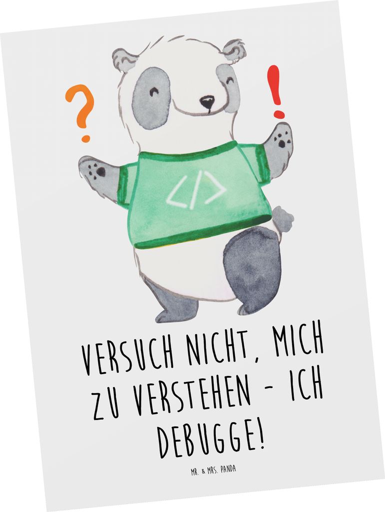 Mr. & Mrs. Panda Postkarte Softwareentwickler Debugging - Produktbild 