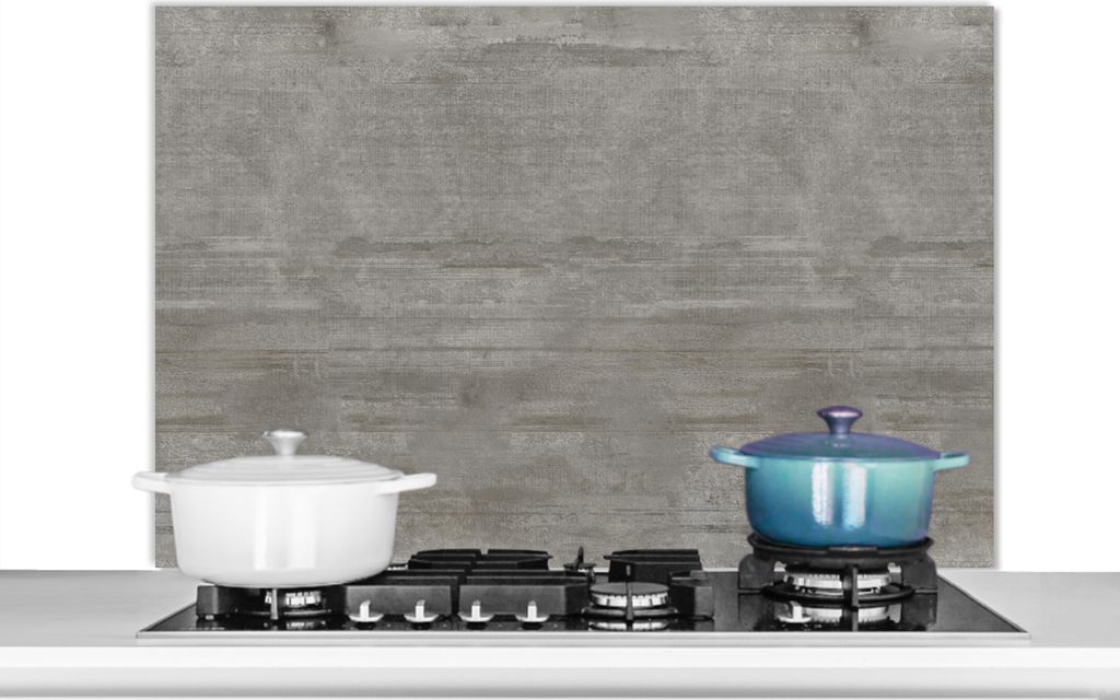 KitchenYeah Spritzschutz Küche - Küchenrückwand - Wandschutz für Herd und Spüle - Muster - Beton - Grau 100x65 - Alu-Dibond (Alternative zu...