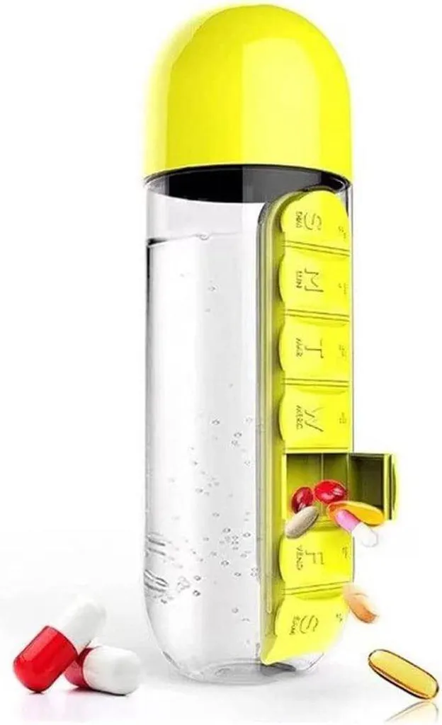 Pilulier hebdomadaire géant et porte-bouteille d'eau pour voyage