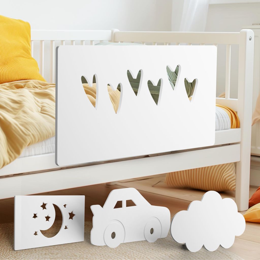 zovis Herzen (weiß) Holz-Rausfallschutz für Kinderbetten - Produktbild 