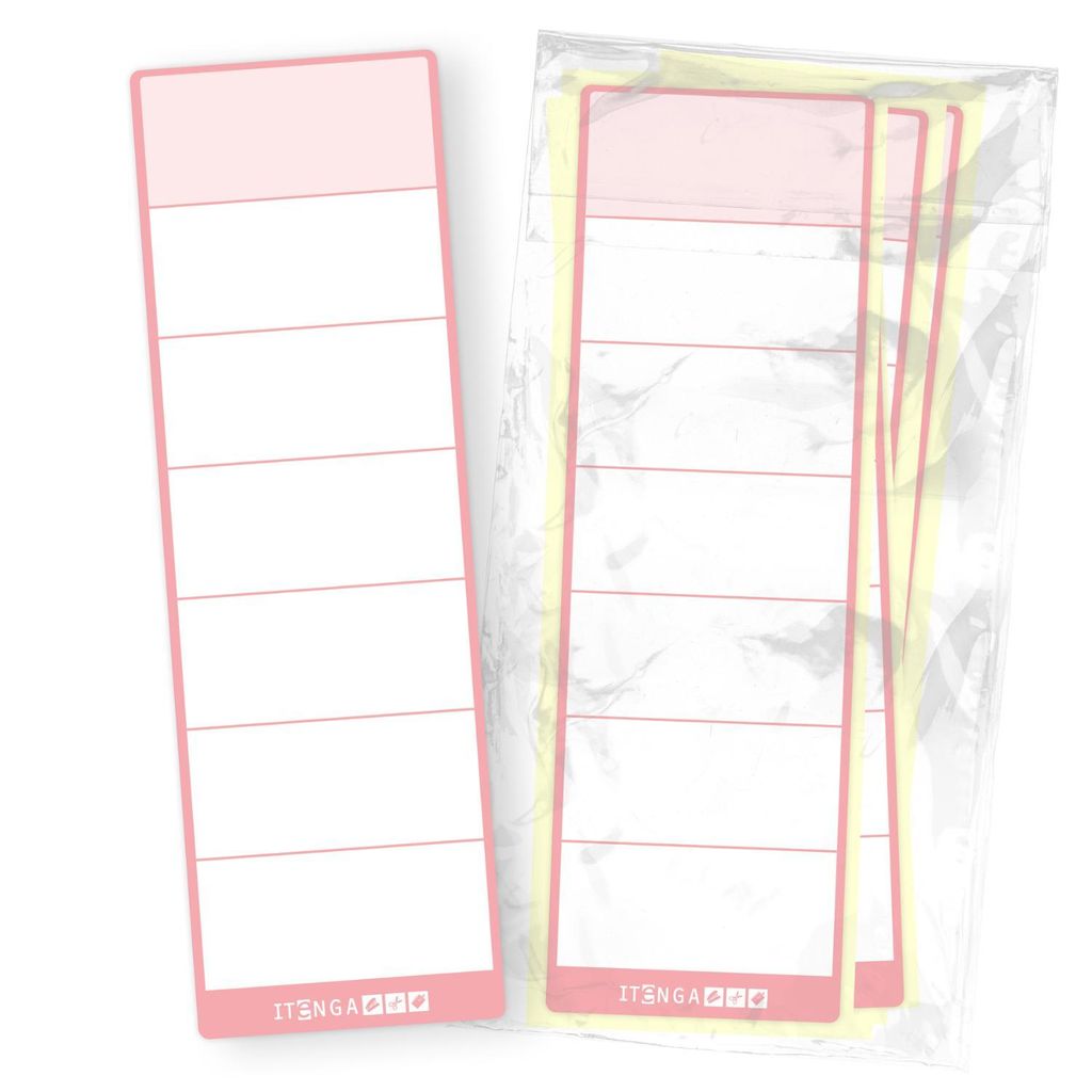itenga 10x Ordneretikett Rosa Rückenetikett zum Aufkleben 6,0 x 19,0 cm aus Haftpapier
