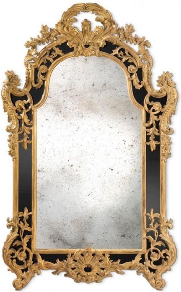 Casa Padrino Luxus Barock Spiegel Gold / Schwarz - Handgefertigter italienischer Barockstil Wandspiegel - Luxus Möbel im Barockstil - Prunkvolle B...