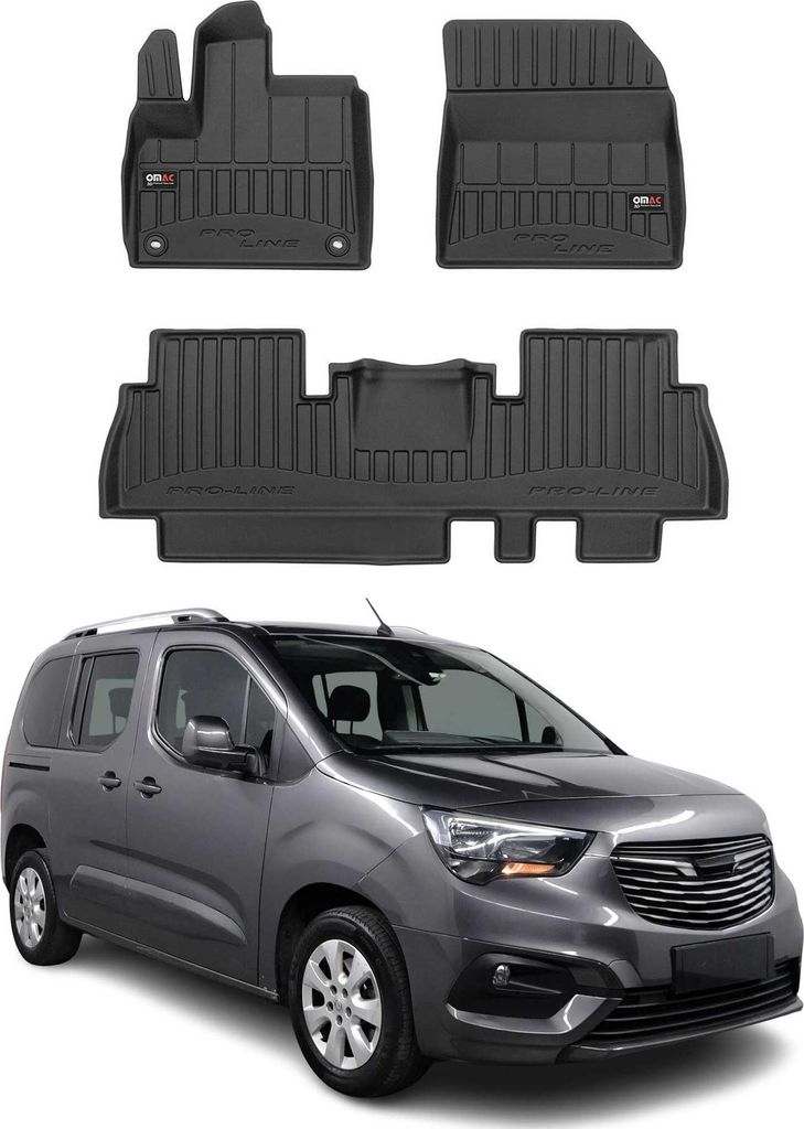 OMAC Gummi Fußmatten für Opel Combo 2018-2024 Premium TPE Automatten Schwarz 3x
