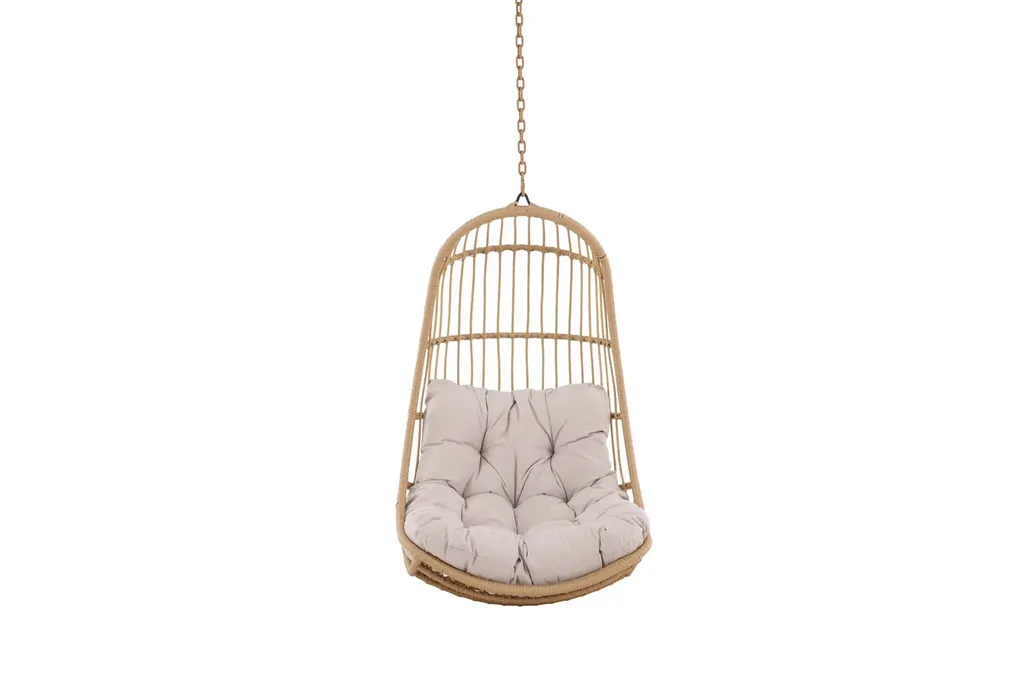 Pulau fauteuil suspendu avec coussin de jardin naturel - Design rotin