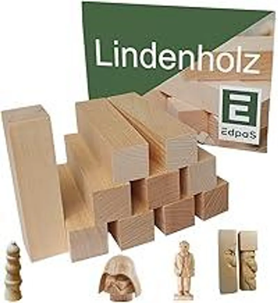 Legno da intaglio Tiglio - Confezione da 10 blocchi di legno, legno di tiglio per intaglio, bricolage e tornitura, legno di tiglio da intagliare, legno da intaglio per bambini e adulti