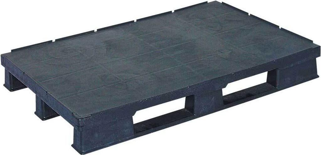 Kunststoffpalette, Euro-Maß 1200 x 800 x 150 mm, geschlossene Deckfläche, 3 Kufen, Sicherungsrand, Tragkraft dynamisch 1500 kg