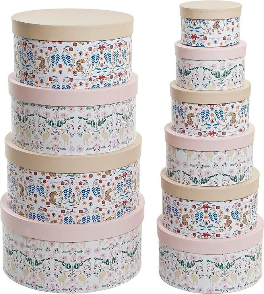 Boîtes de rangement en carton Blomster design rond animaux 37,5x18cm