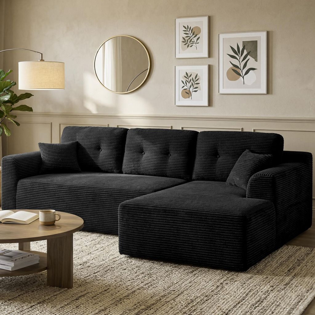 VASAGLE Modulares Sofa, Ecksofa mit Liege rechts, 242 cm Produktbild 