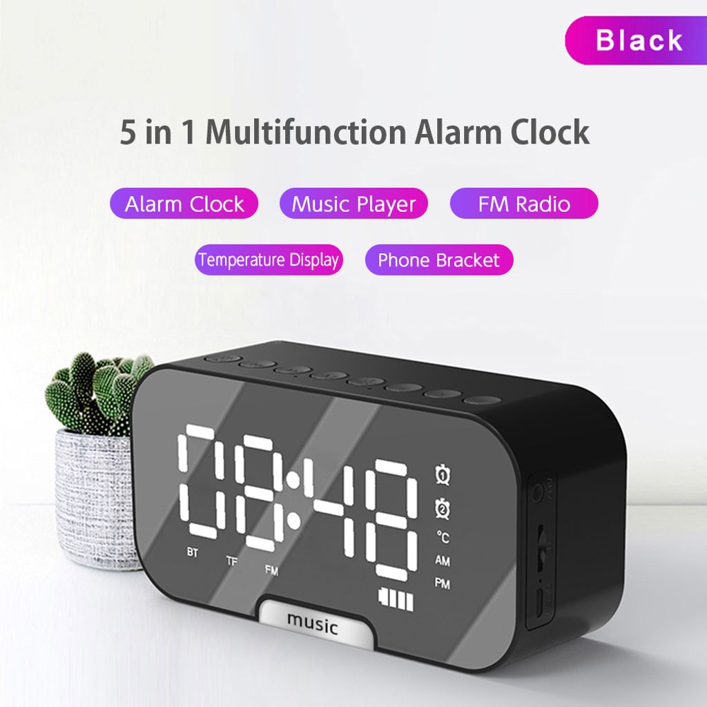 LED Display Wecker Digital Uhr Alarmwecker Tischuhr Thermometer Spiegel Snooze 