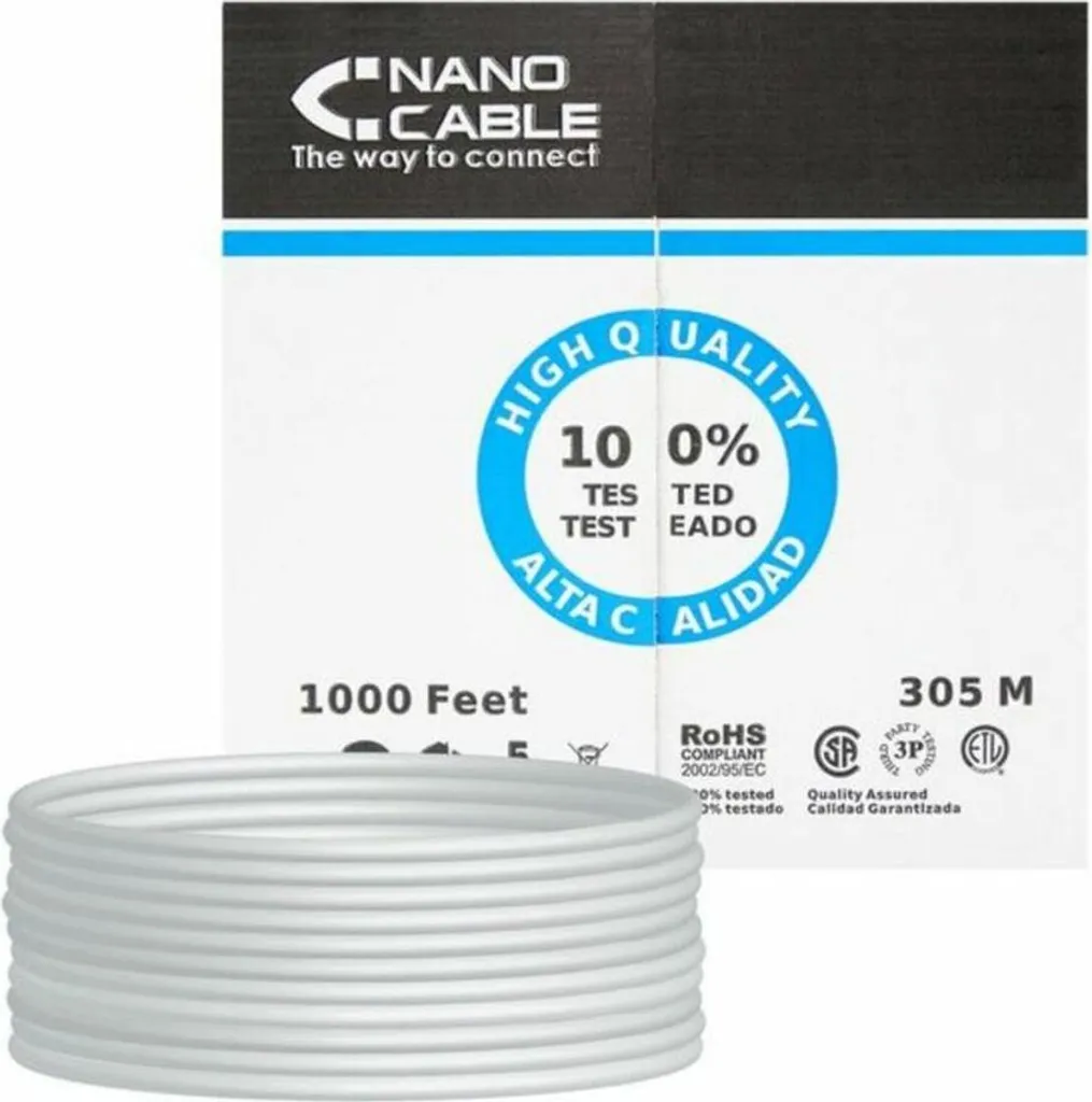 Bobine de Câble Réseau Ethernet Cat.5e UTP Flexible Gris 305m Nanocable