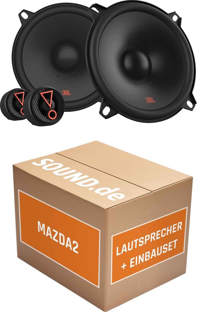 Lautsprecher Boxen Einbaupaket vorne JBL Stage3 507CF passend für Mazda2 Typ DE | 2x Tief-Mitteltöner 2x Hochtöner