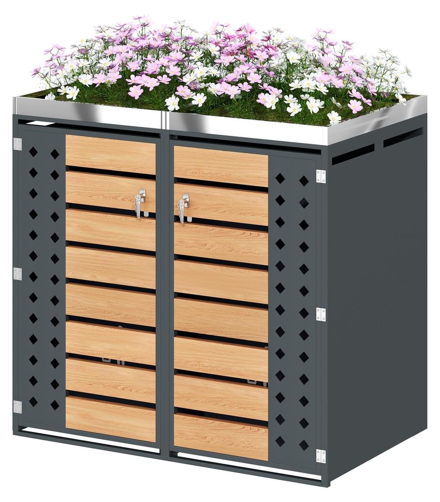 Mülltonnenbox für 2 Tonnen bis 240L, Mülltonnenverkleidung Produktbild 