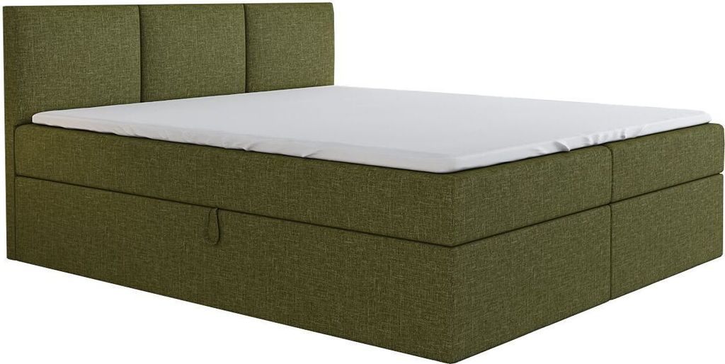 Boxspringbett RICO 160 x 200 mit 2 Bettkästen, Bonell-Matratze und Topper. Farbe: Grün