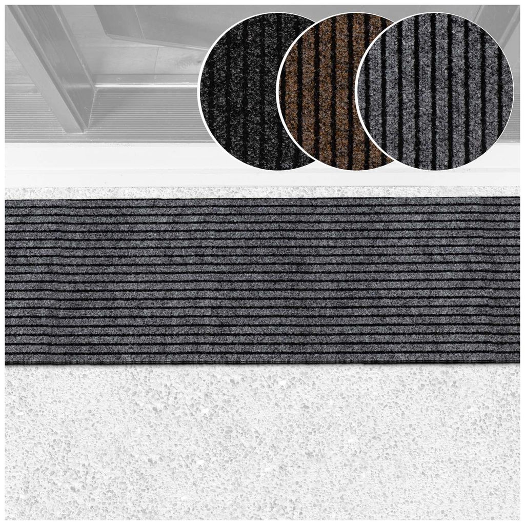 Fußmatte Türvorleger Schmurzfangmatte MiSCHA 40x120cm Breitschtreifen Grau Robust Wasserabweisend