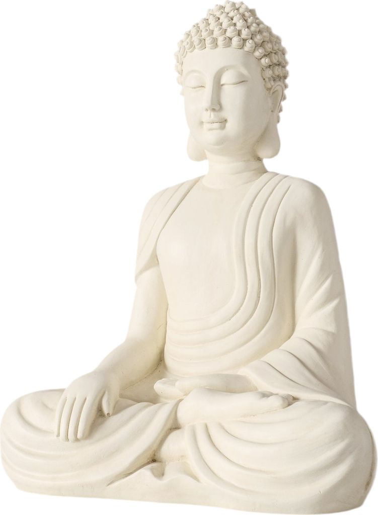 Buddha Figur Serenity in Cremeweiß 30 cm Handgearbeitet Produktbild 