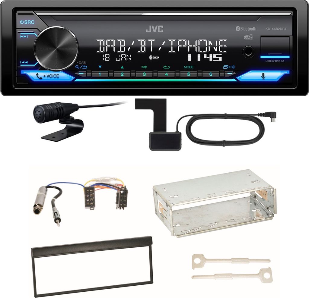 JVC KD-X482DBT Bluetooth Digitalradio USB Einbauset für Skoda Fabia 6Y