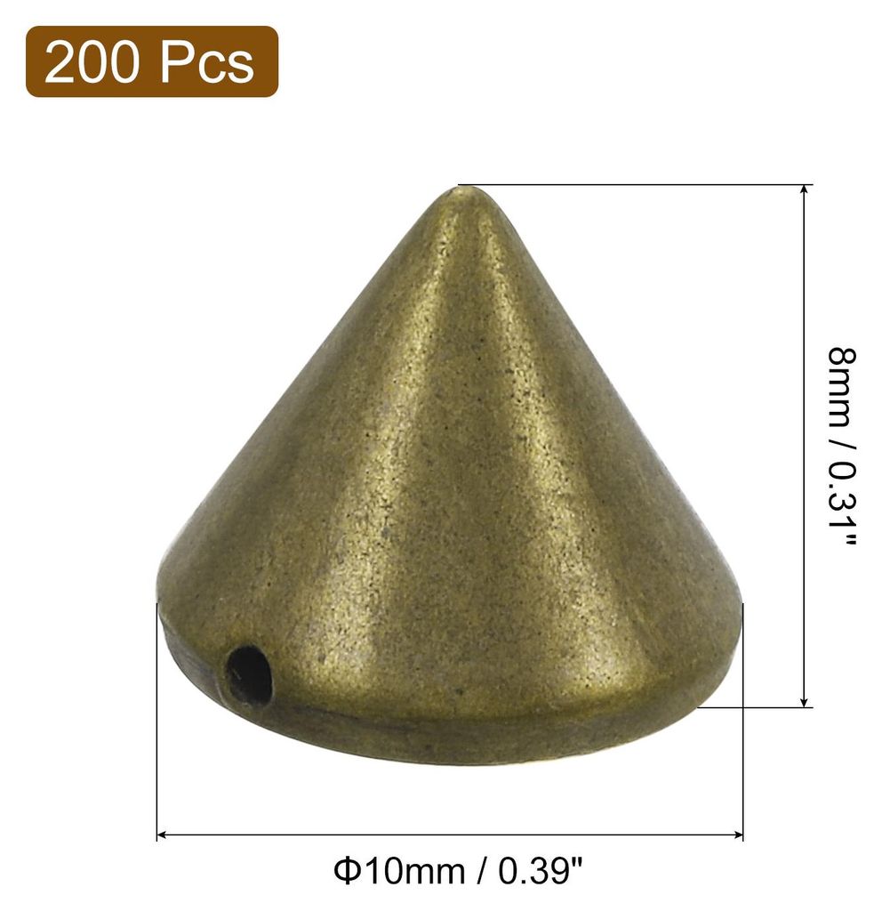 200 Stš¹ck Acryl Spike Kegelnieten, 8x10mm Flache Rš¹ckseite zum Aufn?hen oder Aufkleben, Punk Spike Perlen fš¹r Kleidung, Schuhe, Taschenver...
