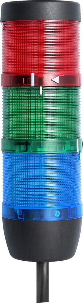 STEX24 Signalsäule blau-grün-rot, 70mm, 24V AC/DC, LED-Blinklicht Kabel 10,0 Meter, SS70-OB3/24 175 Anschlusstechnik: