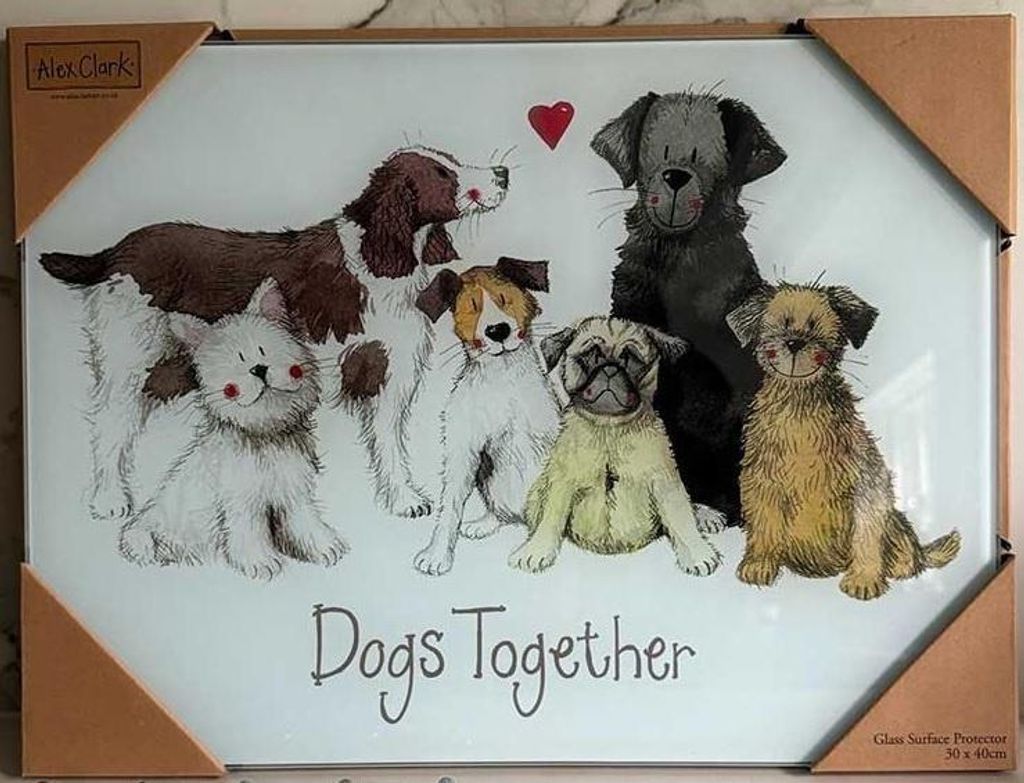 Dekorative Glasplatte mit 6 Hunden – Alex Clark