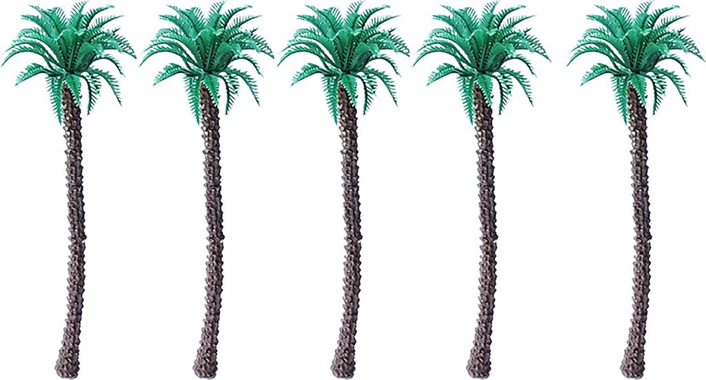 5pcs realistische Sammlung Kunststoffzement hohe Simulation Mini Kokosnussbaummodell für Sandtischszene-Größen:5.5 cm