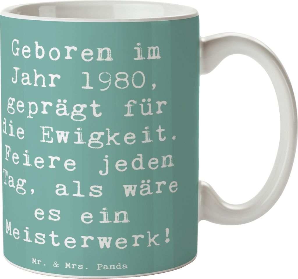 Mr. & Mrs. Panda Kaffeebecher Spruch 1980 Geburtstag Feier - Meeresbrise - Geschenk, Happy Birthday, Teetasse, Trinkbecher, Kaffeetasse, Alter, Nos...