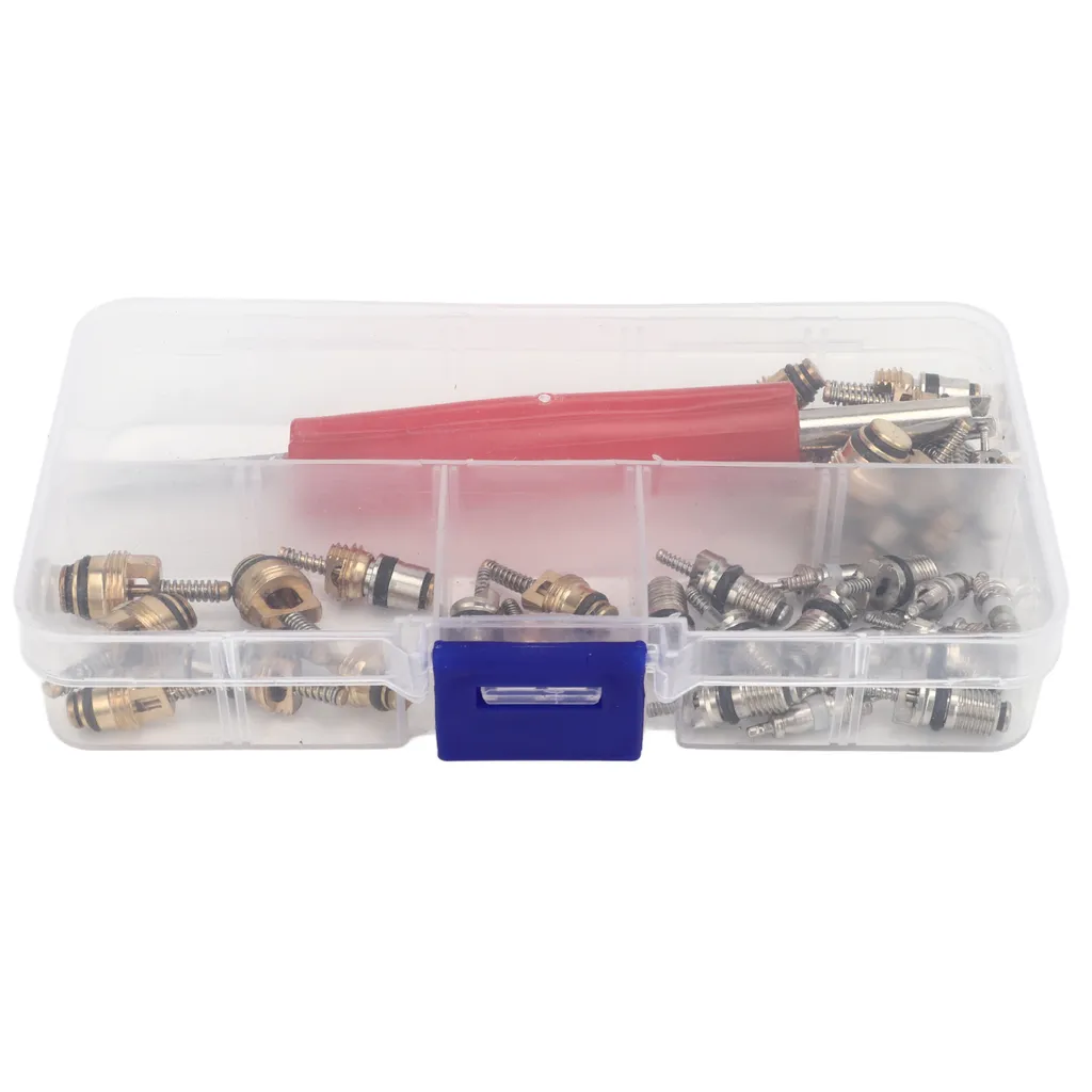 Kit di riparazione del nucleo della valvola di CA, kit del nucleo della valvola di condizionamento d'aria, nucleo della valvola principale di CA, nuclei della valvola di CA automobilistici, nucleo dello stelo della valvola del pneumatico di refrigerazione, kit di strumenti di rimozione del nucleo della valvola - 3