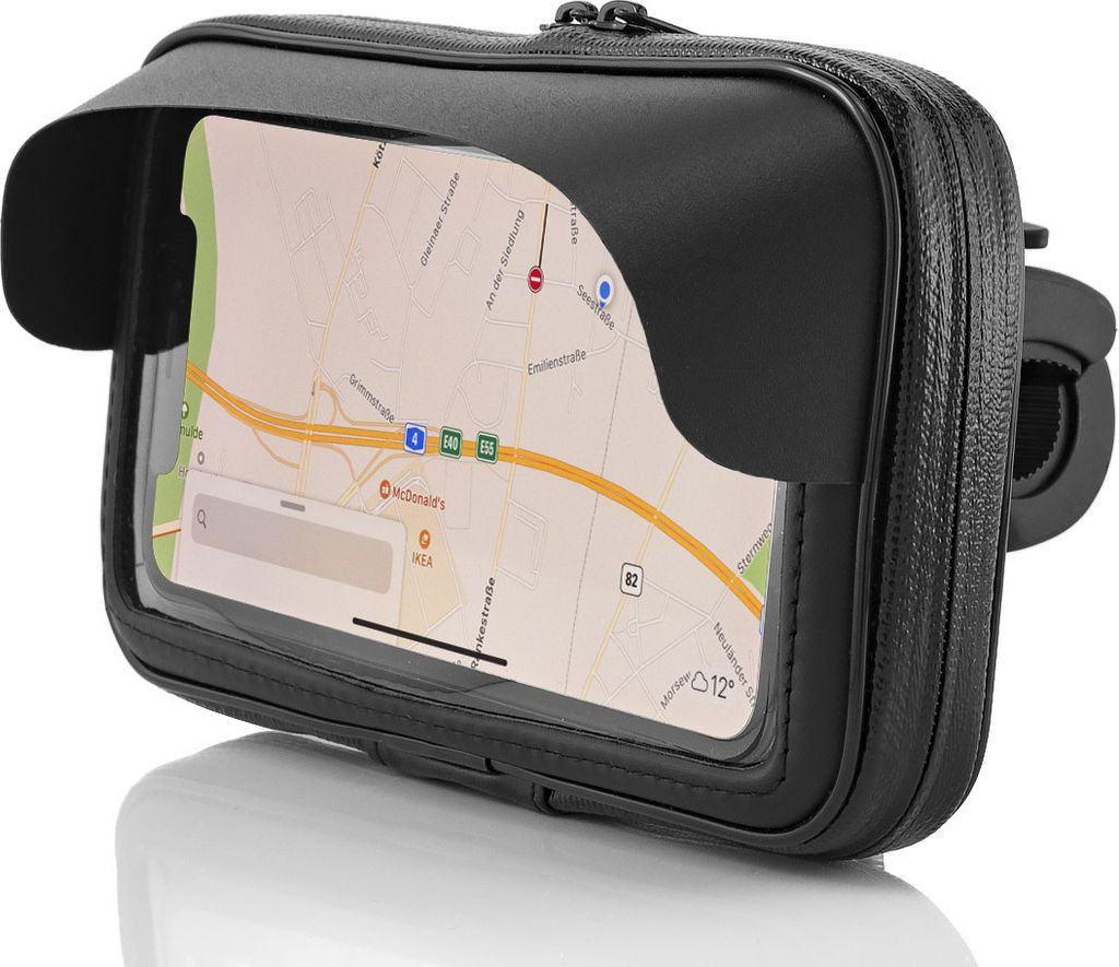 MidGard Spritzwassergeschützte Fahrrad- und Motorrad-Halterung Universal mit Wasserdichter Tasche für Handy Smartphone 5,2 Zoll - 5,7 Zoll wie z....