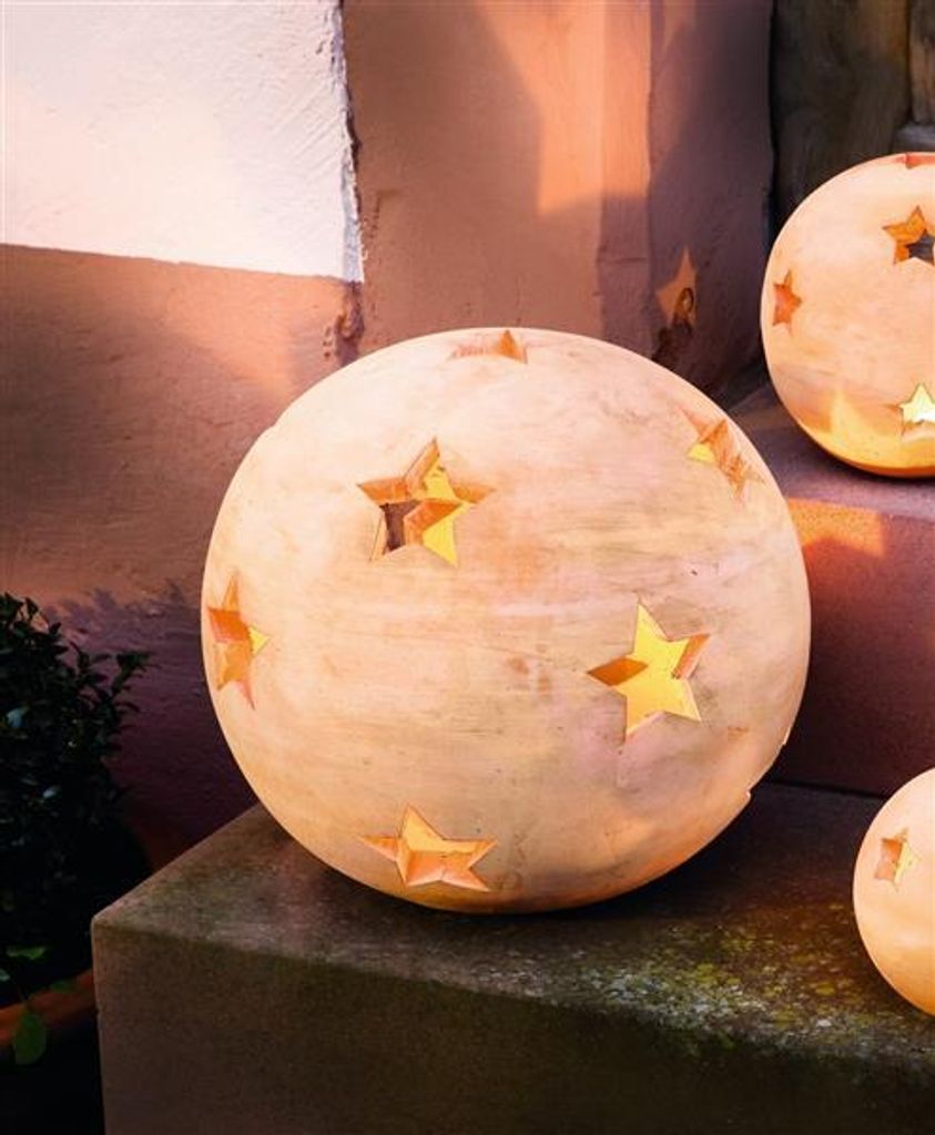 Dekokugel "Sterne" aus Terracotta, Ø 17 cm, Produktbild 