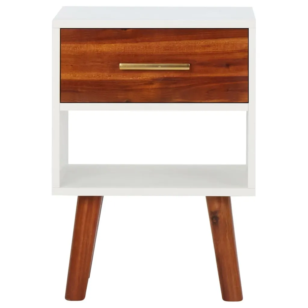 Table de chevet en bois massif acacia 40x30x57 cm style industriel