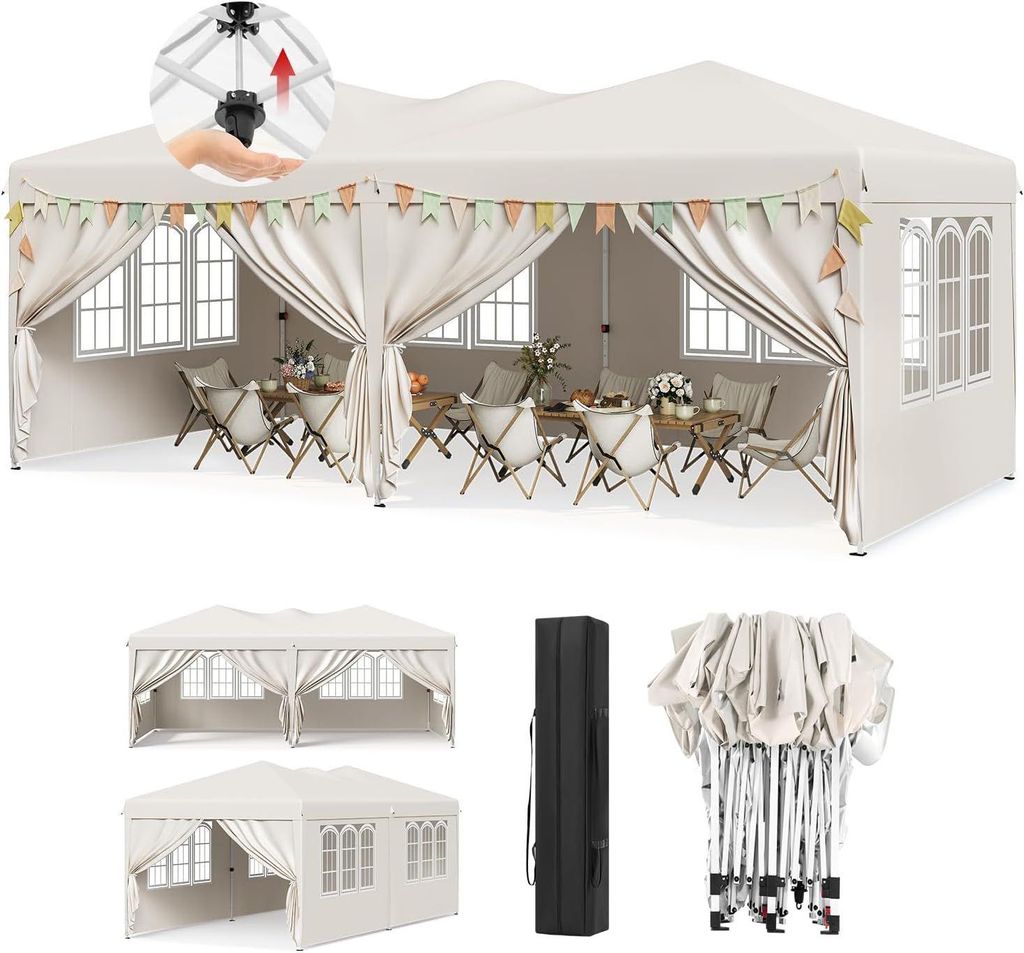 WOLTU Pavillon, mit 6 Seitenwänden, 3x6 Pop Up, wetterfest, Produktbild 