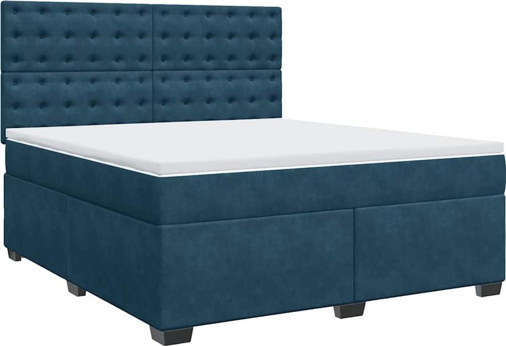 vidaXL Boxspringbett mit Matratze Blau 180x200 cm Samt
