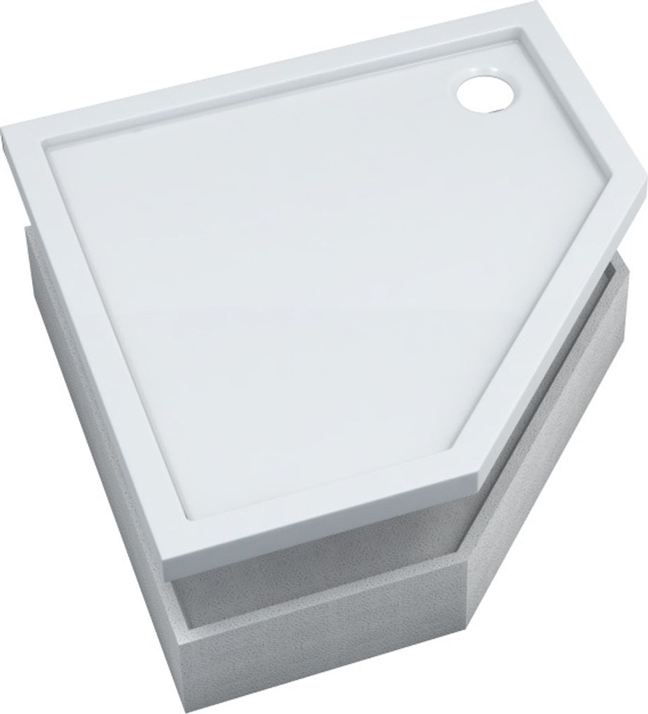 AQUABAD® Duschwanne SET Basic Smooth White 90x90cm Fünfeck Produktbild 