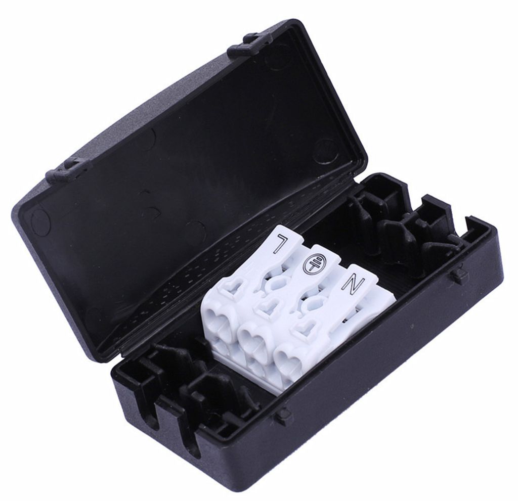 Abzweigdose / Schutzbox mit Lüsterklemme - 3-aderig 0,25mm² tot 2,5 mm² - IP44