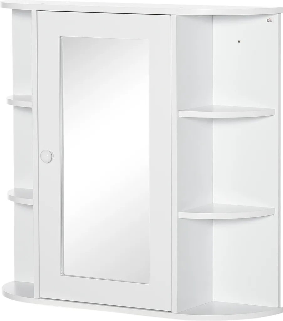 Armoire Suspendue Blanche pour Petite Salle de Bain - Miroir 8 Compartiments