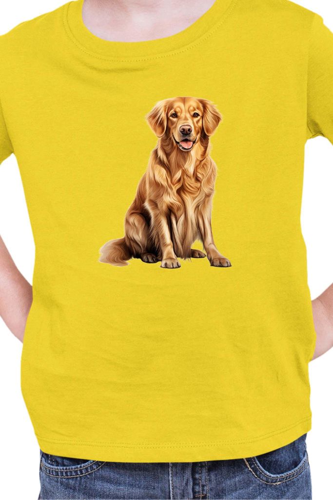 Kinder T-Shirt Dogs Breeds Golden Retriever Dog Breed 008, 7-8 Jahr - 128 / Gelb